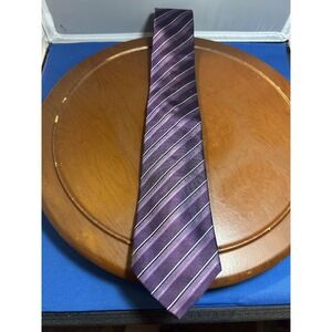 Marc‎ Anthony Purple Men's 100% Silk Tie Striped Necktie